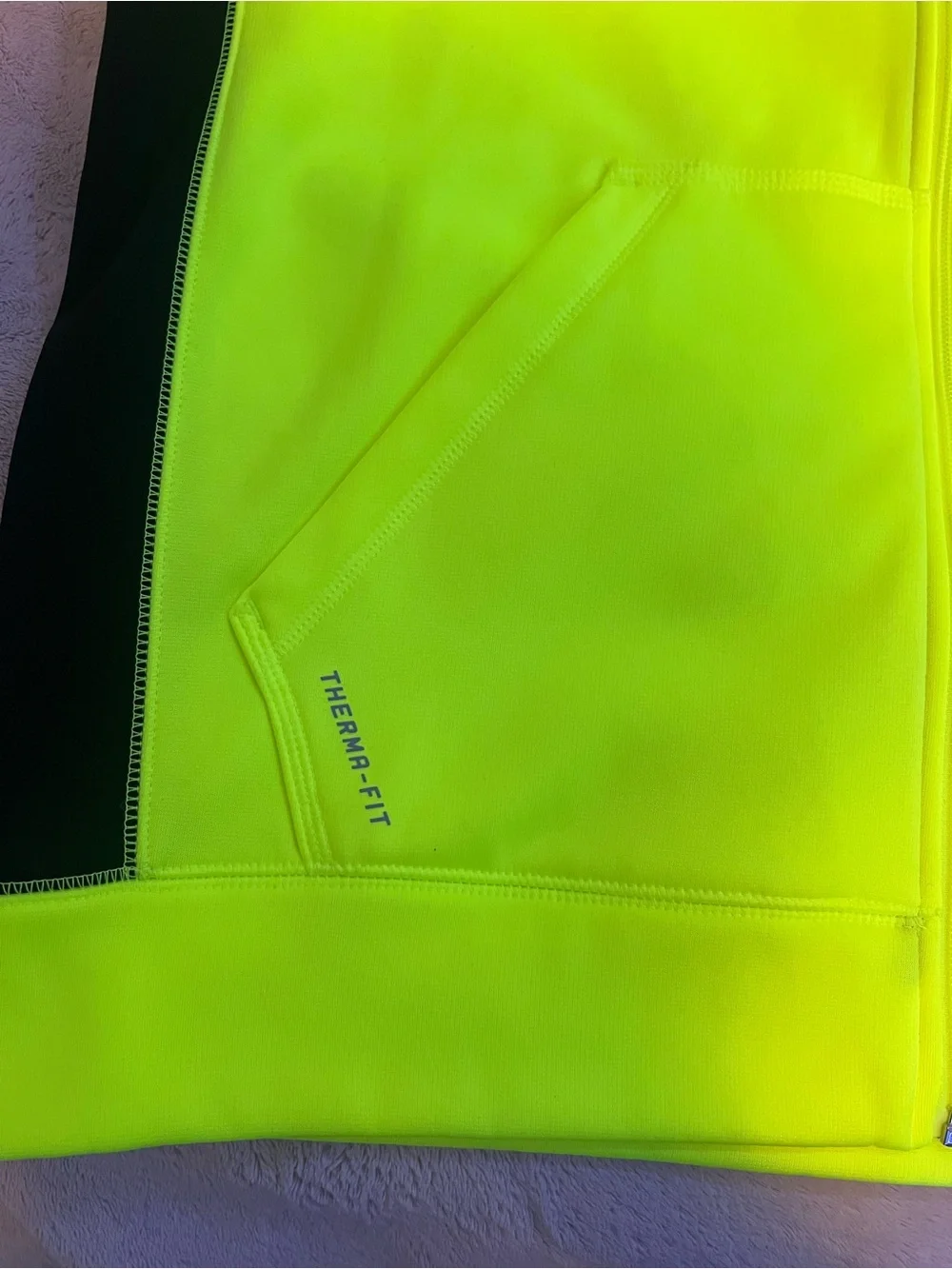 Nike Mens Neon Yellow and Black Full-Zip Therma-Fit Jacket